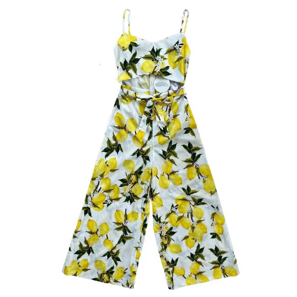 Boohoo Lemon Print Tie-front Culotte Jumpsuit - Picture 3 of 8